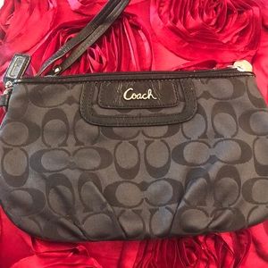 Coach black signature wristlet
